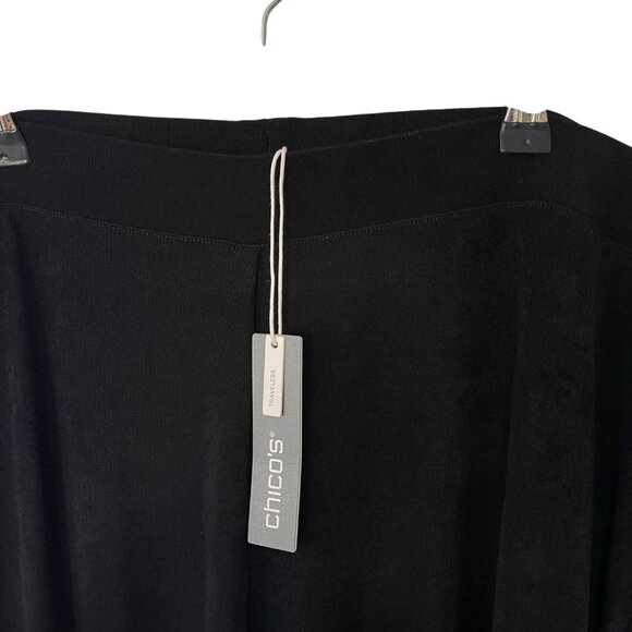 Chico’s Petite Travelers Wide Leg Pocket Pants Size 3 16/18 XL Black NEW Stretch - Picture 3 of 9